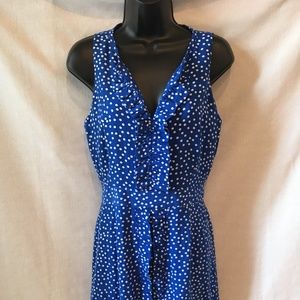 Gianni Bini Blue A-Line Polka Dot Dress Sz 8